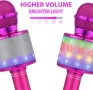 Fede безжичен Караоке Bluetooth микрофон с мигащи цветни LED светлини, снимка 2