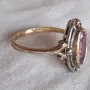 Уникален пръстен с турмалин. Сребро с позлата., снимка 2