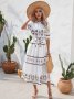 Дамска миди рокля с етнически щампи с половин ръкав, 3цвята , снимка 4