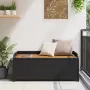 vidaXL Градинска пейка за съхранение, 120 см, полиратан, черна, снимка 3