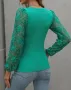 Дамска трикотажна тениска с флорални дантелени ръкави, 4цвята , снимка 4