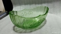 стара стъклена купа фруктиера цветно зелено стъкло , снимка 6
