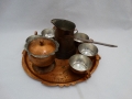 Меден сервиз за кафе  - 6 чаши, джезве, захарница и поднос- КОВАНА МЕД, снимка 4