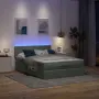 vidaXL Османска легло с матрак и LED, тъмносиво, 140x190 см, плат, снимка 3