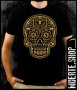 Черна тениска с щампа DOLLAR EYE SUGARSKULL, снимка 1 - Тениски - 42664848