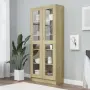 vidaXL Шкаф витрина, дъб сонома, 82,5x30,5x185 см, инженерно дърво, снимка 2