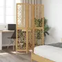 vidaXL Разделител за стая, 3 панела, кафяв, дърво пауловния масив, снимка 3