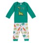 Памучна бебешка пижама, Динозаври, 3 - 6 м, Бяло/ зелено