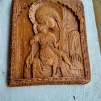 Стара восъчна икона за стена религия богородица, снимка 1 - Антикварни и старинни предмети - 36129184