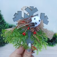 3394 Коледна украса Снежинка с птиче, 12 см, снимка 3 - Декорация за дома - 39158641