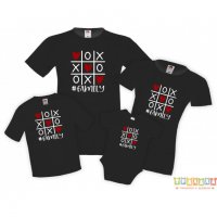 Семеен комплект тениски Tic Tac Toe Love Heart Hashtag Family Mommy Daddy Brother Sister Baby, снимка 2 - Тениски - 34277045