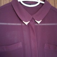 Риза с дълъг ръкав бордо, снимка 3 - Ризи - 34569848
