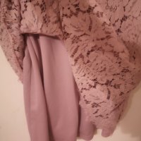 Нова официална дантелена рокля  S размер тъмно розова пепел от рози рокля за сватба , снимка 4 - Рокли - 41344605