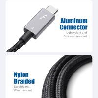 Cable Matters плетен 40Gbps Thunderbolt 4 кабел 1m черен, с 240W мощност за зареждане и 8K видео, снимка 6 - Кабели и адаптери - 44653272