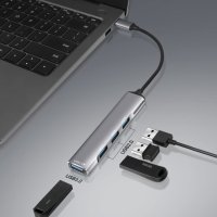Jstoo 4-портов ултра тънък USB-C хъб за данни,1 x USB 3.0/3 x USB 2.0/USB C адаптер,MacBook Pro/Air, снимка 6 - Лаптоп аксесоари - 41721380