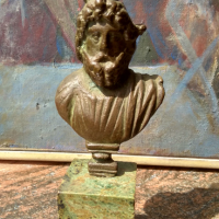 Бронзова скулптура с мраморен постамент на Зевс, снимка 1 - Колекции - 36401361