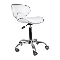 Козметичен стол - табуретка с облегалка Gabbiano Q-4599 78/93 см - бяла/черна/сива, снимка 2 - Педикюр и маникюр - 44389928