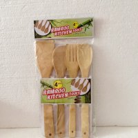 Комплект бамбукови прибори, снимка 4 - Прибори за хранене, готвене и сервиране - 35710044