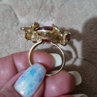 Златист пръстен с пеперуди и калинка-15лв.НОВ, снимка 7 - Пръстени - 41292749