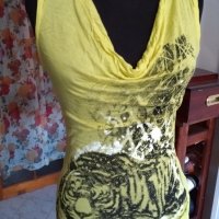 ROBERTO CAVALLI дамска блуза, цвят лимонено жълто, снимка 1 - Тениски - 35930667