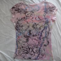 Розова блуза с щампа с рози, снимка 2 - Тениски - 38897178