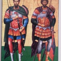 Икона на Св. Св. Теодор Тирон и Теодор Стратилат icona Sveti Teodor, снимка 1 - Картини - 13262388