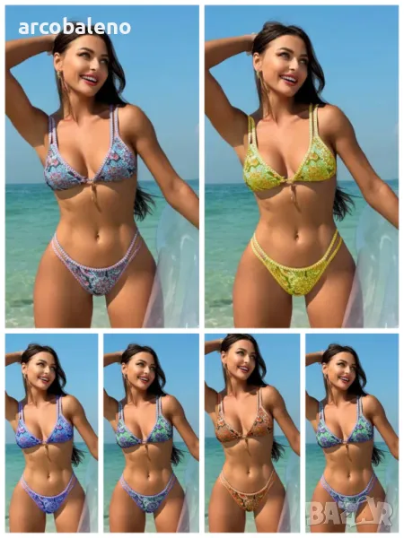 Нов дамски секси бански костюм с презрамки с флорален принт Пейсли, 6цвята , снимка 1