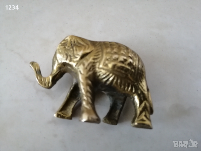 Месингово слонче h 4 см. , снимка 1