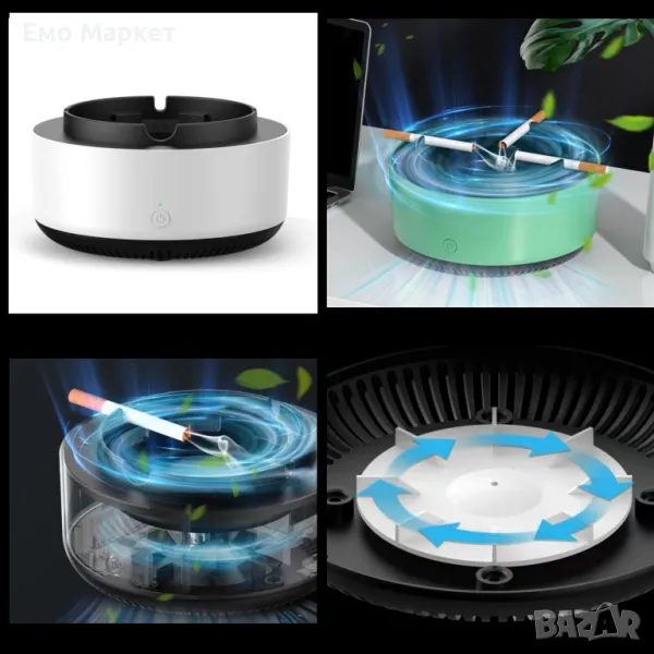 Бездимен пепелник, подходящ за дом, офис, кола, снимка 1