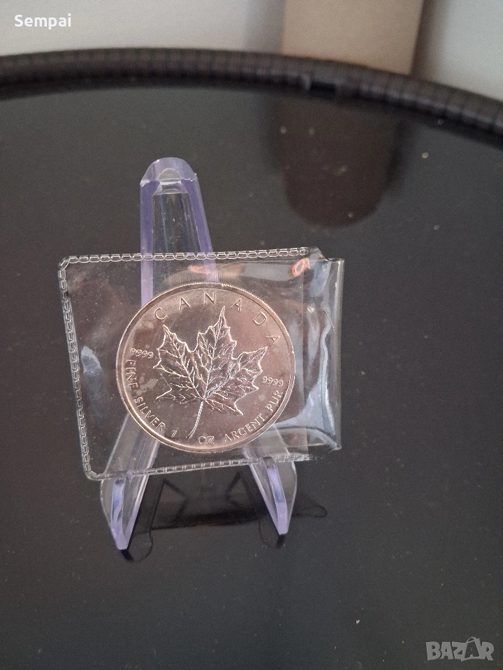 Сребърна инвестиционна монета – 1 oz Canadian Maple Leaf, снимка 1