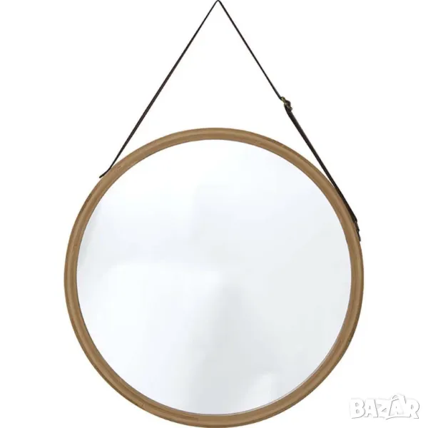 ✨ Кръгло декоративно огледало с кожена дръжка – Стил и елегантност в едно ✨, снимка 1