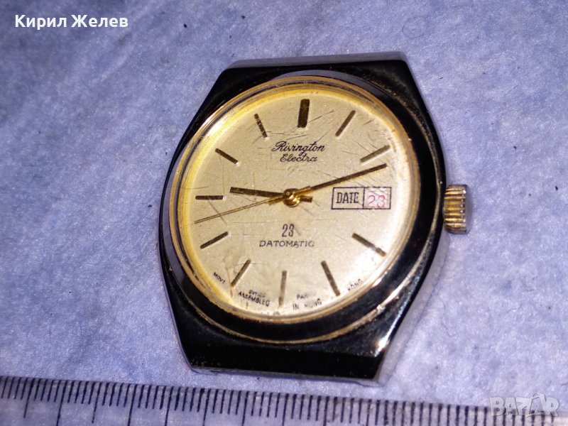 RIVINGTON ELECTRA 23 DATOMATIC МАРКОВ ПОЗЛАТЕН МЕХАНИЧЕН ЧАСОВНИК РАБОТЕЩ ХОНГ КОНГ ШВЕЙЦАРИЯ 37123, снимка 1
