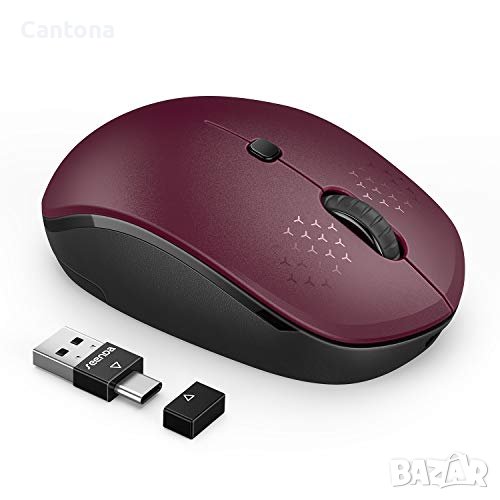 Seenda безжична Bluetooth + 2,4 Gh мишка, акумулаторна,BT 4.0+BT 4.0+USB/тип C - ЧЕРНА, снимка 1