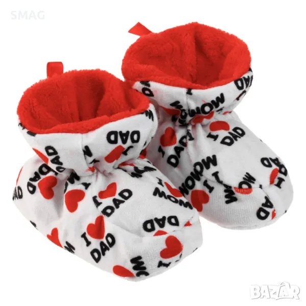 Бебешки бели буйки пантофи с принт Love Mom Dad S_1243662, снимка 1