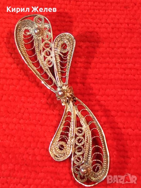 СТАРИННА ФИЛИГРАН СРЕБЪРНА БРОШКА ВИСОКА 950 ПРОБА СРЕБРО с ГРАНУЛАЦИЯ 3633, снимка 1