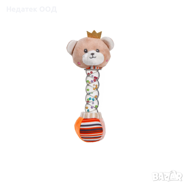 Дрънкалка, Плюшено мече с корона,бежово, 21см, снимка 1