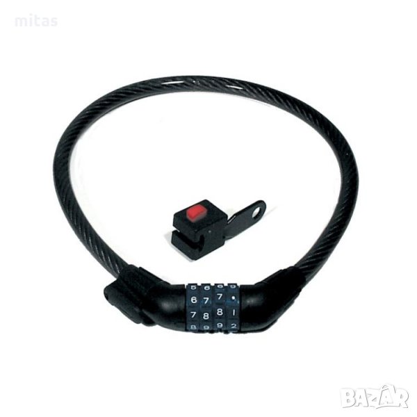 Заключващо устройство за велосипед 65см, 12мм, с код, черно, снимка 1