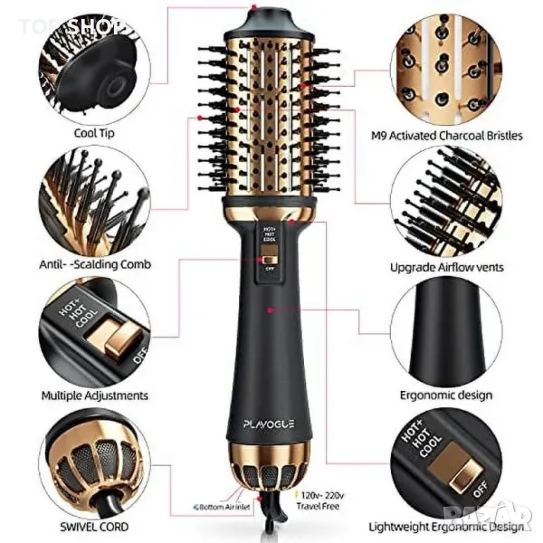 Нова Луксозна Четка за Коса PLAVOGUE T02 - Лека, Универсална за Всеки Стил, снимка 1