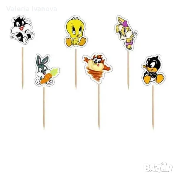 Топери Looney Tunes за кексчета и мъфини, 6 броя 99936, снимка 1