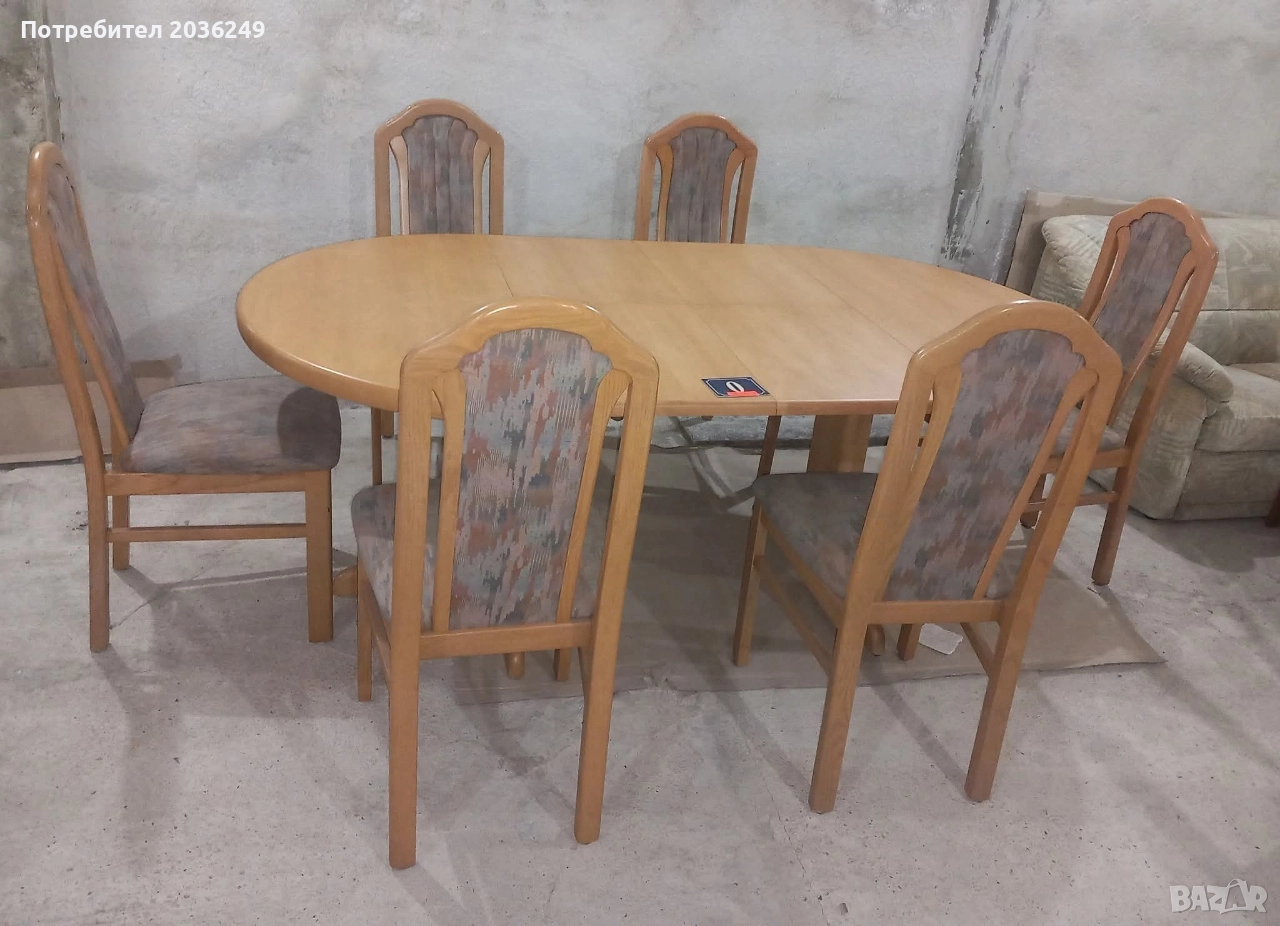 Комплект масивна разтегателна маса с 6 стола, снимка 1