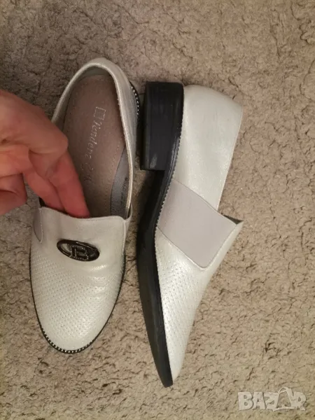 Дамски обувки от ест. кожа, бяла перла N 41, снимка 1