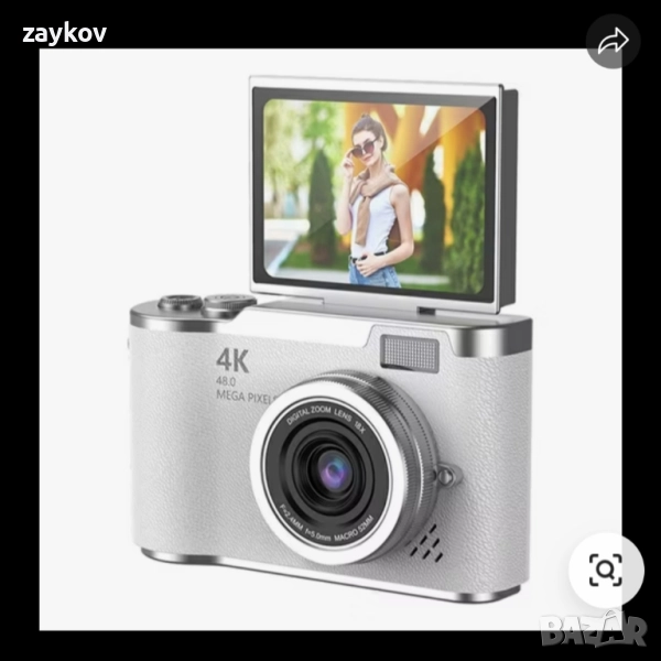 Lk007 2.4" подвижен 4К цифров фотоапарат с 8х увеличение, автофокус и CCD сензор, снимка 1