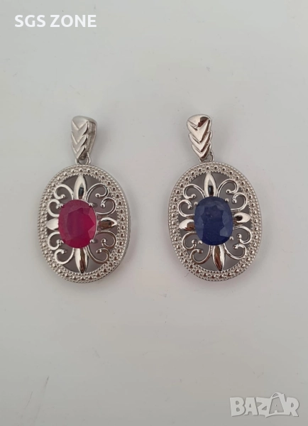 СРЕБЪРНА ВИСУЛКА 925 СЪС САПФИР ИЛИ РУБИН, снимка 1