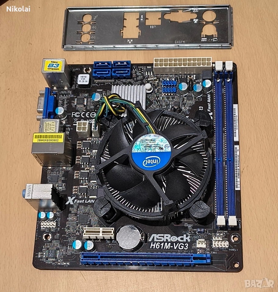 Дънна платка ASRock H61M-VG3, socket 1155, снимка 1