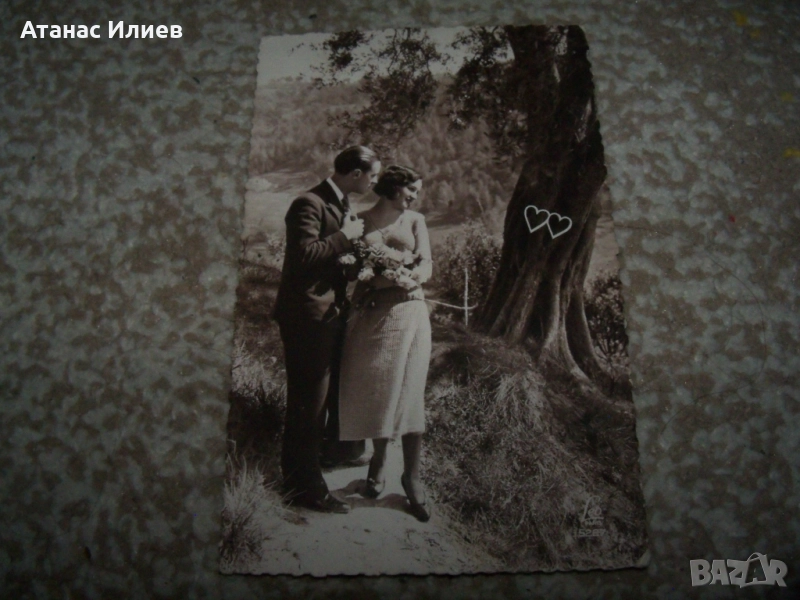 Красива стара френска романтична пощенска картичка 1932г., снимка 1