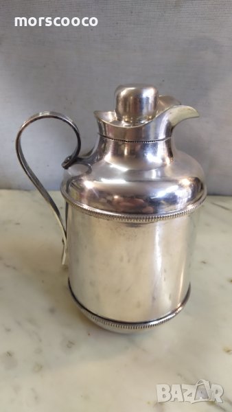 Стар италиански термос със сребърно покритие, снимка 1