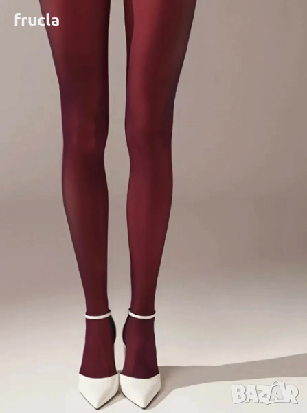 Плътен чорапогащник в цвят бордо, снимка 1