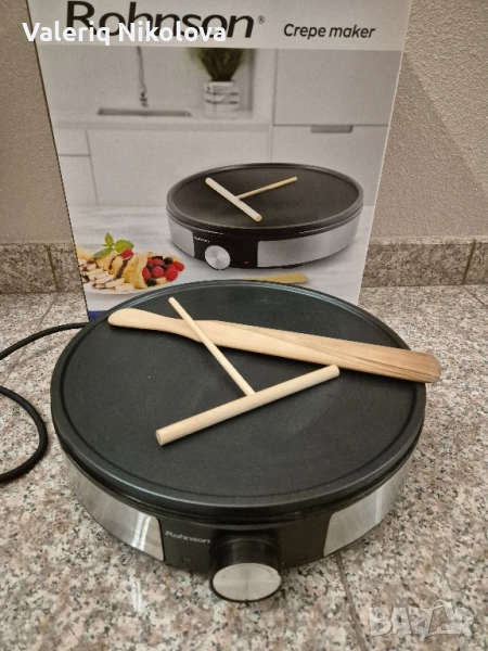 Уред за палачинки Rohnson - R-2202, 1200W, 30 cm, черен/сив, снимка 1