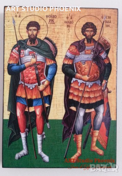 Икона на Св. Св. Теодор Тирон и Теодор Стратилат icona Sveti Teodor, снимка 1