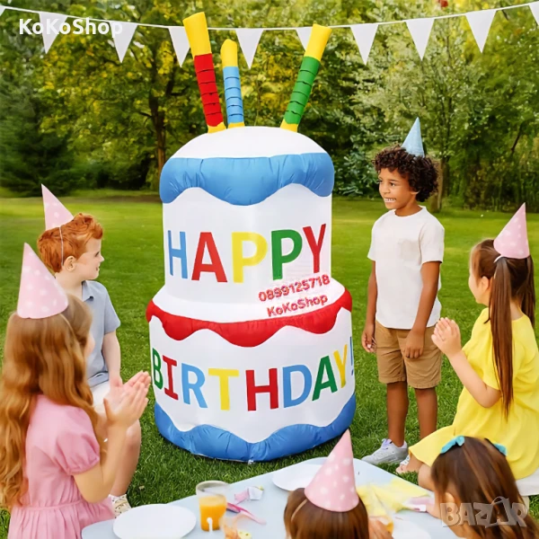 Надуваема торта със светлини-180 см./декорация за рожден ден, снимка 1